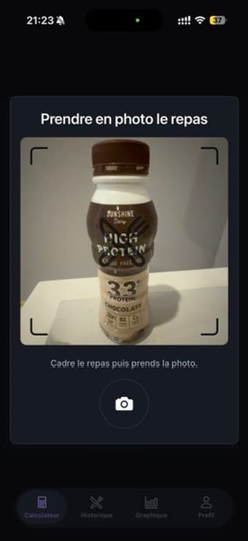 Screenshot of the meal input step